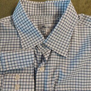 Peter Millar men's size Large button-down Dress Shirt Easy-care Lines Checks